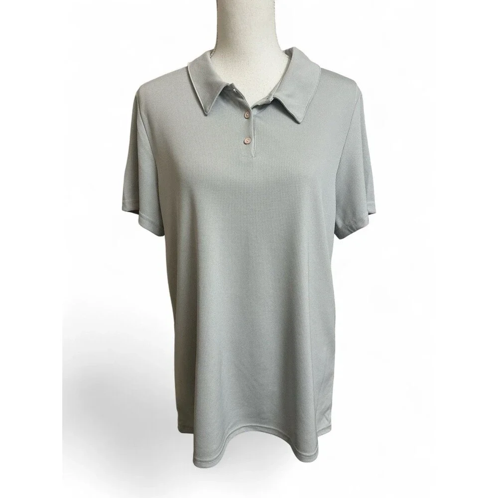 Alo Yoga Women's XL Gray Polo Top Shirt Quick Dry Mesh Golf Tennis Pickleball